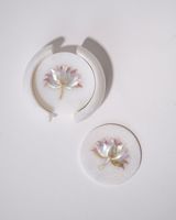 Nouvel arrivage de sous-verres en marbre lotus avec incrustation de nacre Sous-verres artisanaux pour boissons Fournisseur de décoration intérieure de luxe