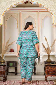 Vente en gros de kaftans en coton cambric à imprimé géométrique, manches kimono, col en V, pour femmes, plusieurs couleurs, vêtements de détente - Product Image 3