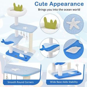 3-Level <b>Cat</b> Tower with Sisal Covered <b>Scratching</b> Posts Premium <b>Cat</b> <b>Trees</b> & Scratcher - Product Image 6