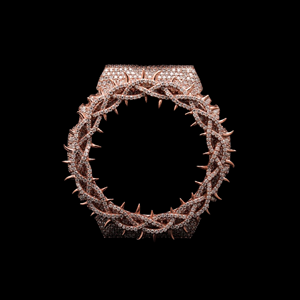 Lunette de montre en or rose avec diamants, design épingle de rose, cadre de remplacement personnalisé, style 'Iced Out', accessoire de luxe pour montre, pièce de rechange pour mise à niveau - Product Image 2