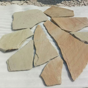 Pavés en pierre naturelle jaune crème marron, durables, écologiques, pour aménagement paysager et chemins, en vrac - Product Image 1