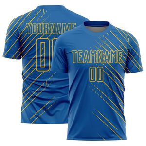 Uniforme de Fútbol Sublimado Personalizado en Oferta, Camiseta de Fútbol Lisa de Secado Rápido para Hombre y Mujer, Jersey de Fútbol Azul - Product Image 1