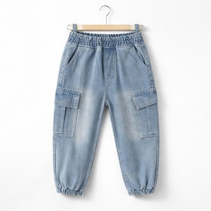 Pantalon en jean tendance pour garçons, style coréen, décontracté, avec plusieurs poches, technique délavée, personnalisable - Product Image 1