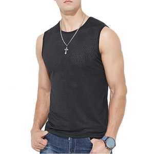 Men's ice silk mesh tanktop gym <b>stringer</b> fitness <b>vest</b> sleeveless muscle shirt transparent bodybuilding - Product Image 4
