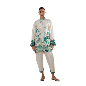 Traje de Fiesta Pakistaní con Estampado y Costuras para Mujer, Venta al Por Mayor - Product Image 1