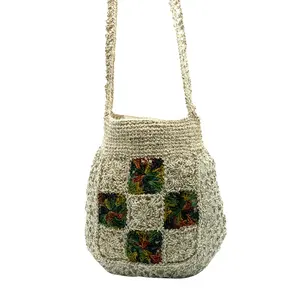 प्राकृतिक फल, सब्जी शॉपिंग बैग-नेपाली भांग और कपास यार्न स्पाइडर वेब पैटर्न crocheted-टिकाऊ धो सकते हैं कंधे बैग