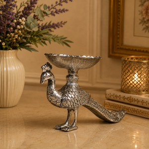 Support de bougie en métal vintage fait main en forme de paon, bol décoratif Urli, centre de table pour la décoration de la maison et du salon - Product Image 3