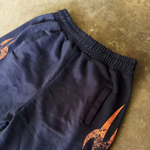 OEM Manufacturer Streetwear Custom Sublimation Printed Solid Stone Wash Ripped Distressed Cotton Sweat Shorts Men Casual <b>Elastic</b> - Product Image 5