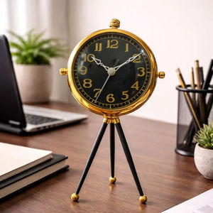 Decorative Standing Metal Desk <b>Clock</b> For Bedroom <b>Table</b> With Elegant Finish And Timeless Design Statement - Product Image 1