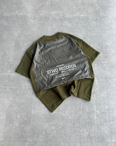 T-shirt en coton imprimé avec dos en nylon, best-seller, streetwear pour hommes, imprimé personnalisé STWD Records, tee-shirt graphique au dos - Product Image 4