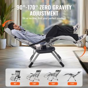 33-Inch Adjustable Anti <b>Gravity</b> <b>Recliner</b> Lounge Chair Indoor/Outdoor <b>Zero</b> <b>Gravity</b> Chair with Cushi Cushi Product Category - Product Image 3