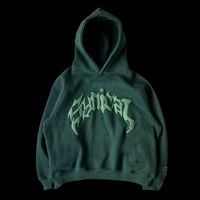 Sudadera con Capucha Oversize Y2K de Estilo Urbano, con Estampado Puff y Diseño de Telaraña con Pedrería, Personalizable a Todo Pleno, Económica