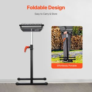 Supporto a Rulli Multidirezionale Lucidato da 11,5 Pollici per Carichi Pesanti, Capacità di Carico 300 lb, Altezza Regolabile, Banco da Lavoro Pieghevole per Falegnameria - Product Image 2