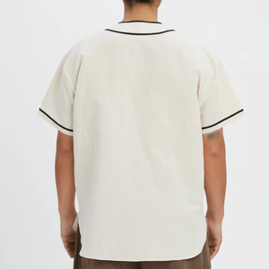 Camiseta de Béisbol Unisex Transpirable de Manga Corta, Blanca, con Botones y Cuello en V, Top Deportivo - Product Image 2