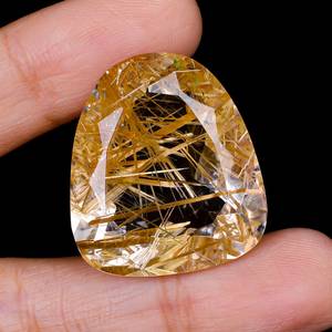 Pierre facettée en rutile doré incroyablement taillée, gemmes en rutile doré bien polies, pierre précieuse 28x25x14 MM - Product Image 1