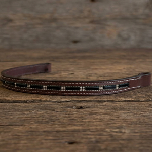 Diadema para Caballo de Cuero Negro Marrón con Cadena de Cristales Rectangulares Negros Grandes de Diseño Personalizado para Brida Inglesa - Product Image 6
