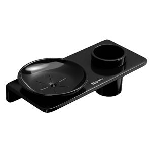 Support mural rond à double niveau pour savon, plateau en verre, cadre métallique robuste, double porte-savon, ensemble d'organisation de salle de bain - Product Image 1