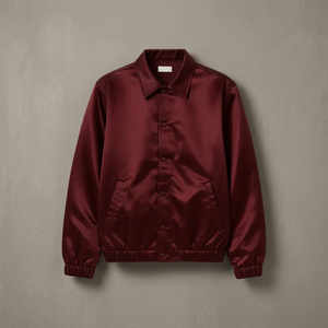 <b>Men</b> Satin <b>Jacket</b> Stand Collar Zip Front <b>Lightweight</b> <b>Casual</b> Outerwear Smooth Finish Fashion Streetwear Bomber <b>Jacket</b> Wholesale - Product Image 3