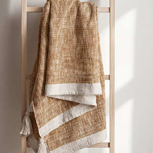 Artisan Tufted Stripe <b>Woven</b> Sofa Throw Luxury Cotton <b>Blanket</b> Decorative Fringed Edge B2B Manufacturer - Product Image 6