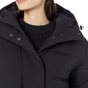 Veste matelassée noire à capuche avec fermeture éclair, coupe-vent, épaisse, pour l'hiver, coupe classique, couleur unie, rembourrage en polyester, style décontracté - Product Image 4