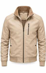 Chaqueta Bomber para Hombre, Cuello Alto, Cierre de Cremallera, Estilo Casual para Otoño - Product Image 1