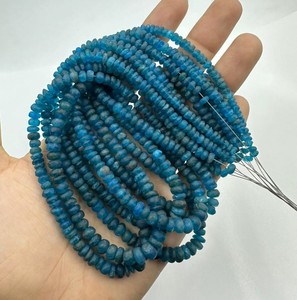 Cuentas Redondas de Apatita Azul Neón Natural, Pulidas y Mate, Cuentas de Piedras Preciosas Naturales, Tamaño 5X7MM, Longitud 16 Pulgadas, Venta al Por Mayor - Product Image 3