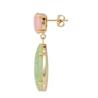 Boucles d'oreilles goutte d'eau marbrées rose et vertes avec lettres, bijoux fantaisie élégants pour femme, pendentif en cristal, accessoire cadeau pour fête, or 14 carats