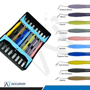 Kit de Instrumentos Dentales Accuram para Rellenos y Restauraciones de Composite, 10 Piezas, Mango de Silicona, Set para Colocación, Tallado y Contorneado de Composite - Product Image 1