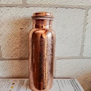 FAIZA CRAFT Luxury Eco-Friendly Diamond Hammered Copper Drinking Water <b>Bottle</b> Lid Modern-Style 1000ml FC-5714 OEM Supplier - Product Image 1