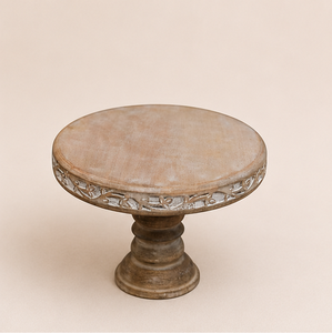 Eco-Friendly Solid Wood White Wash Cake Pedestal Elegant Distressed Finish <b>Cupcake</b> Holder For Luxury Event Catering Restaurant - Product Image 1