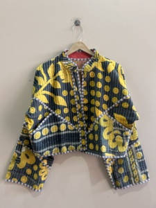 Indian <b>Kantha</b> Quilted Handmade Vintage Bomber <b>Jacket</b> Reversible Trendy <b>Jacket</b> - Product Image 2