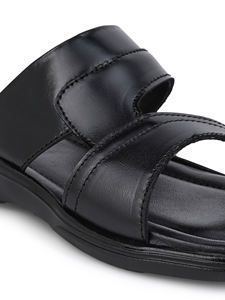 Sandalias clásicas de cuero para hombre, calzado informal con punta abierta, transpirable, ligero, duradero, suela plana y suave, calzado para viajes de verano y playa - Product Image 1