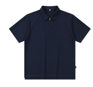Men's Black Short Sleeve <b>Polo</b> Shirt Zipper Casual Solid Color Quick Dry Knitted Polyester Regular Fit - Product Image 4