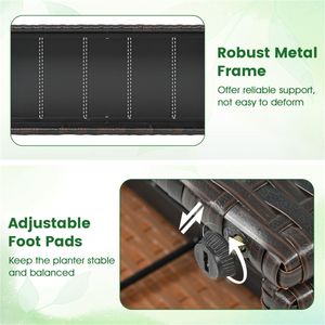 Jardinera Elevada Ajustable de Ratán PE Marrón con Enrejado y Caja de Plantación para Exteriores - Product Image 6