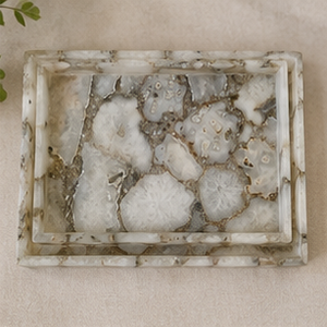 Rectangle Marble <b>Storage</b> Tray Modern Design Durable Indoor <b>Tabletop</b> Accessory - Product Image 2