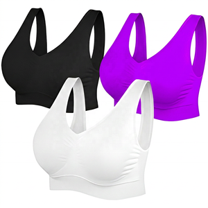 Soutien-gorge de sport dos nageur pour femme, maintien léger, pour yoga, col en U, couleur unie, respirant, sans couture, avec dentelle frontale, 100% Nylon - Product Image 3