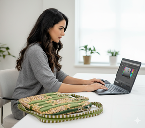 Sac pour ordinateur portable matelassé en tissu imprimé en coton, écologique et durable pour une utilisation au bureau - Product Image 1