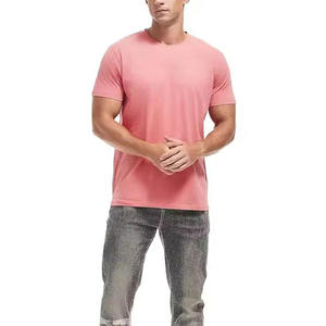 Camiseta de Manga Corta para Hombre, Cuello Redondo, Color Rosa, Tejido de Punto, Corte Regular, 100% Algodón Jersey - Product Image 3