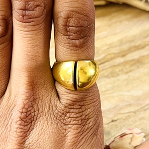 Latest Design Minimalist Geometric <b>Ring</b> Boho Brass <b>Rings</b> Women 18k Gold Plated <b>Dome</b> Statement Style Band for Wholesale/OEM/ODM - Product Image 3