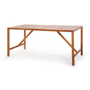 Tavolo da Pranzo Moderno da Esterno con Struttura in Alluminio e Legno di Acacia con Foro per Ombrellone - Product Image 5