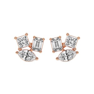 Hermosos pendientes de diamantes de laboratorio estilo Trillium, hechos a mano, de oro sólido de 18k, de lujo, para mujeres y niñas, ideales para usar en fiestas. - Product Image 5