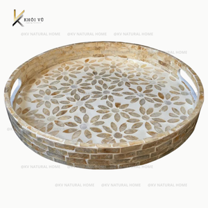 Juego de Bandejas de Servicio de Madera y Madreperla Dorada, Elegantes y Hechas a Mano, para Presentación y Decoración de Alimentos, Personalizadas OEM ODM - Product Image 4