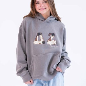 Custom Sorority Women's <b>Cow</b> <b>Print</b> Applique Embroidered Chi Printed Fleece Pullover <b>Hoodie</b> Front Casual Winter Autumn Greek - Product Image 1
