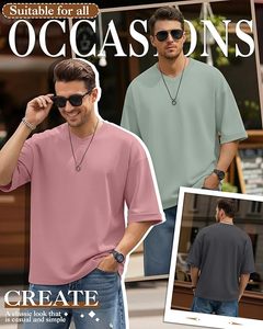 Heavy Weight 100% Cotton Oversized T-<b>Shirt</b> <b>Men</b> 220 Grams Shoulder Custom Printing Hip Hop Plus Size 100% Cotton Blank Boxy <b>Men's</b> - Product Image 3