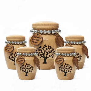 Urne funéraire en bois pour animaux de compagnie, pot commémoratif personnalisé gravé avec l'arbre de vie, vase décoratif de table pour hommage - Product Image 3