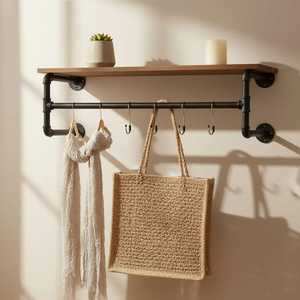 Wood <b>Wall</b> Shelf Adjustable Modern Single Tier Circular <b>Floating</b> Storage Display Rack Living Room Mounted Plant Bookshelf <b>Unit</b> - Product Image 5