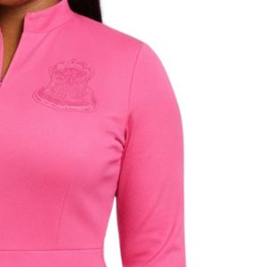 Vestido Rosa para Mujer, Elegante, Entallado, Midi, Casual, de Manga Larga, Ecológico, Transpirable, para Oficina, Eventos Formales y Fiestas - Product Image 3