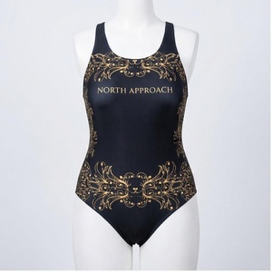 North Approach Maillot de bain une pièce pour femme, imprimé floral, broderie dorée, extensible, coupe régulière, col rond - Product Image 1