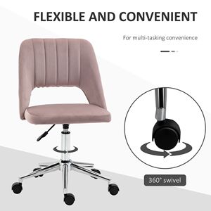 Sedia da Ufficio in Velluto con Schienale Medio, Girevole, Design a Conchiglia, per Studio e Camera da Letto, Certificata BIFMA, Sedia Direzionale in Alluminio e Nylon - Product Image 6