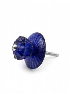 Bouton de meuble et de tiroir moderne en verre bleu durable avec motif floral pour portes de cuisine et de placard - Product Image 1